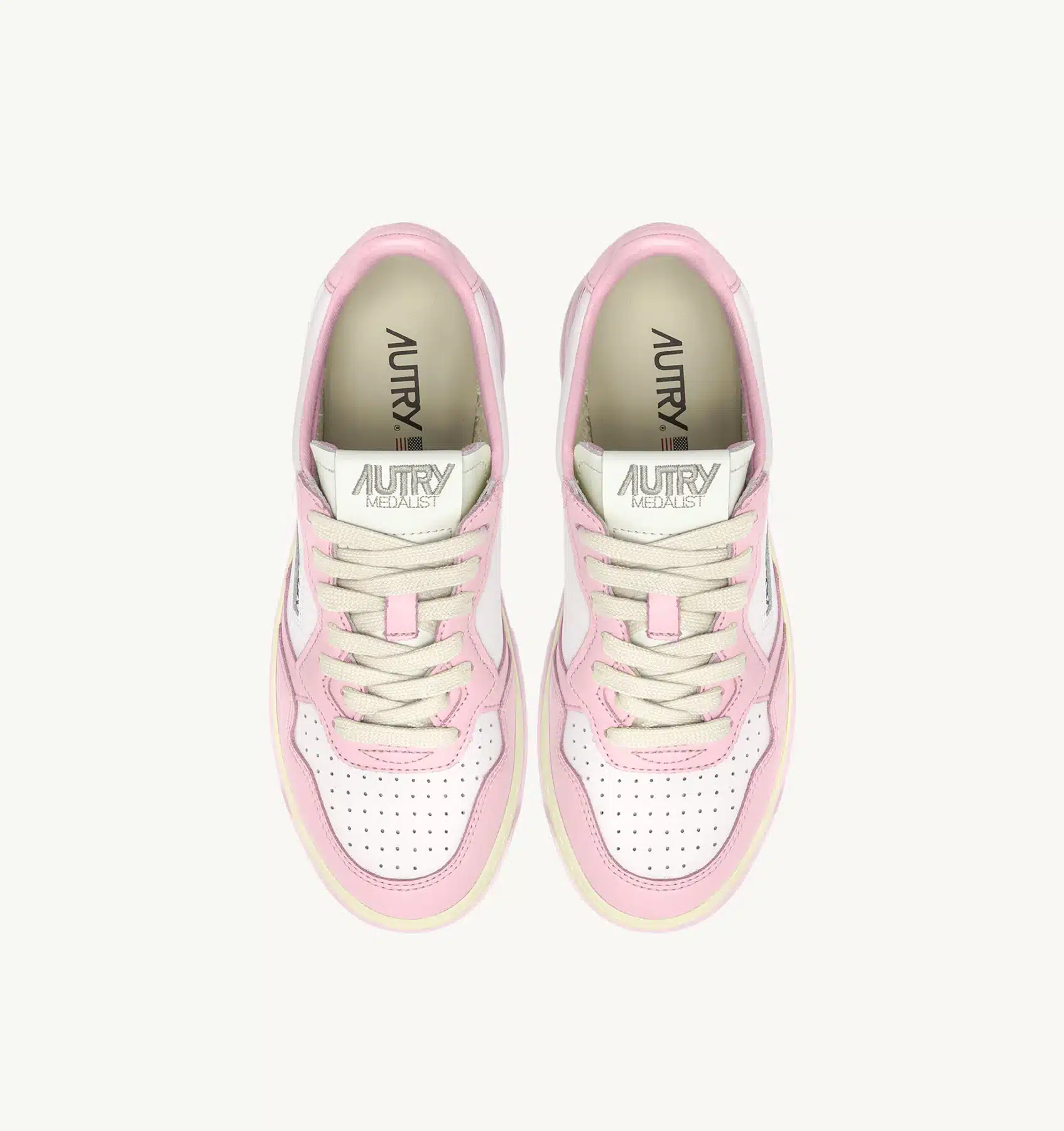 Sneaker Donna Autry Medalist Low Bicolor in Pelle Bianca e Rosa mod. AULW WB37 - immagine 5