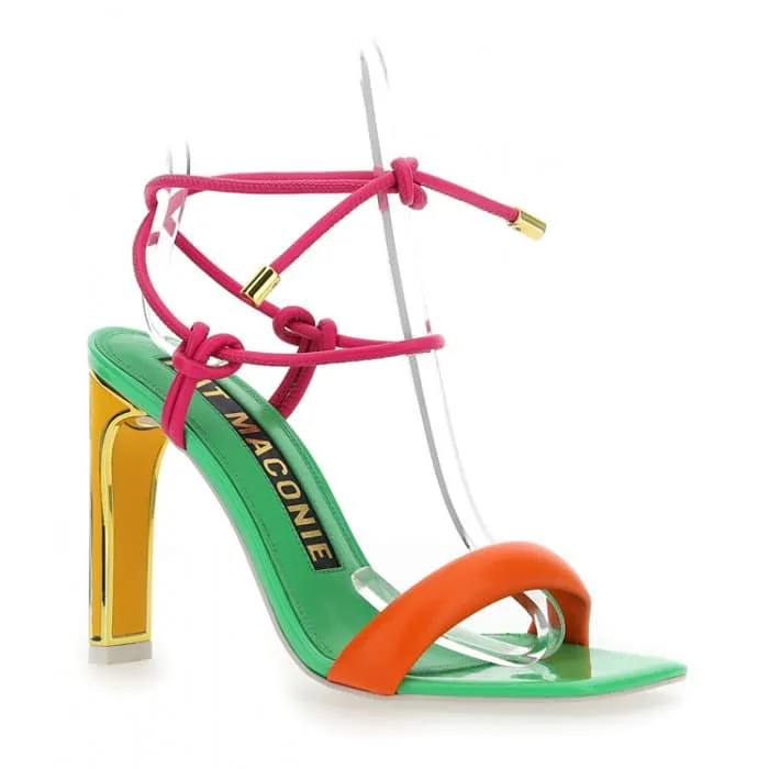 Sandali con Lacci Kat Maconie Multicolor Verde, Tacco 11cm art. Shara, foto 3 di 3