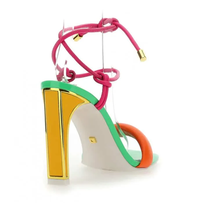 Sandali con Lacci Kat Maconie Multicolor Verde, Tacco 11cm art. Shara, foto 2 di 3