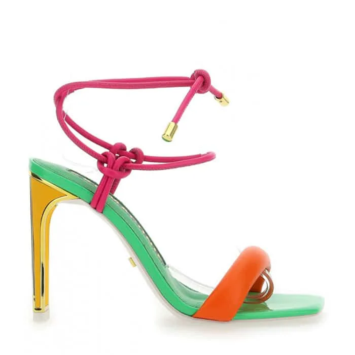 Sandali con Lacci Kat Maconie Multicolor Verde, Tacco 11cm art. Shara, foto 1 di 3