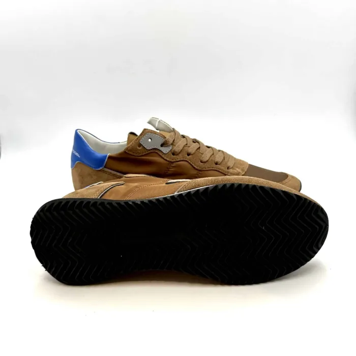 Sneakers Uomo Philippe Model Tropez Trpx in Nylon e camoscio Marrone e spoiler Blu cod. TZLU W122, foto 5 di 5