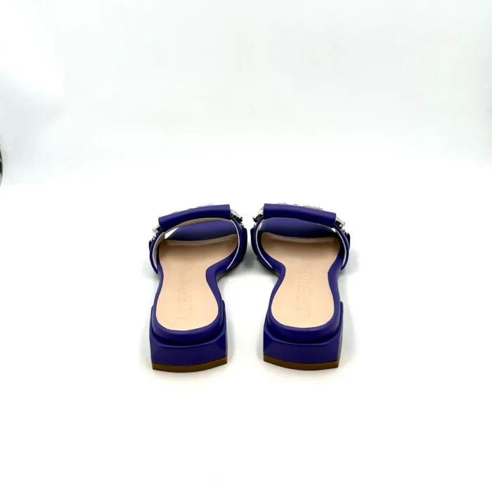Ciabatta Lorenzo Mari In Nappa Viola, Morsetto Gioiello, Tacco 3 cm art. Samu Mag 03, foto 4 di 5