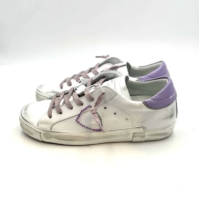 Sneakers Donna Philippe Model Paris Prsx  Bianca con spoiler violet cod. PRLD  VB36, foto 3 di 5