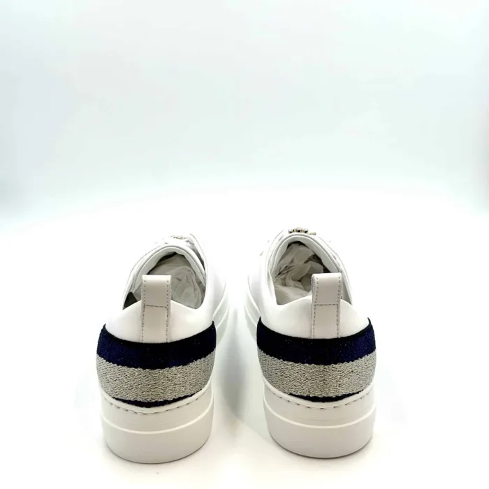 Sneakers Stokton in pelle Bianca con Ancora gioiello Argento amovibile 956-d  H. 4cm, foto 3 di 4