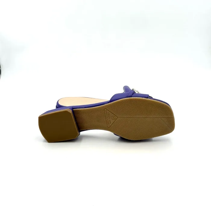 Ciabatta Lorenzo Mari In Nappa Viola, Morsetto Gioiello, Tacco 3 cm art. Samu Mag 03, foto 5 di 5