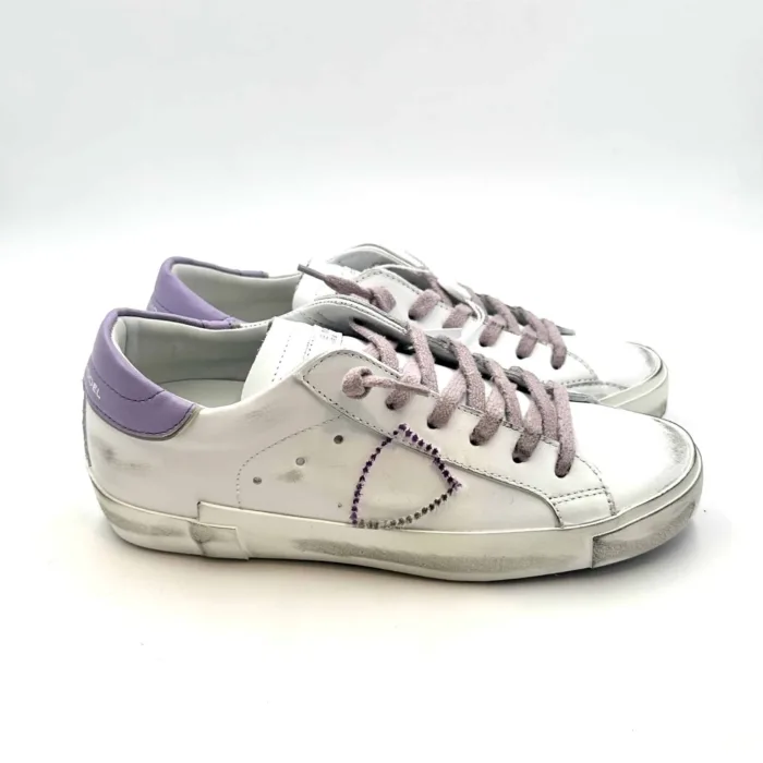 Sneakers Donna Philippe Model Paris Prsx  Bianca con spoiler violet cod. PRLD  VB36, foto 1 di 5