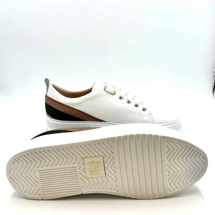 Sneakers Stokton in pelle Bianca con Smile gioiello 961-d  H. 6cm, foto 5 di 5