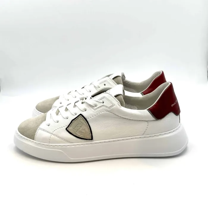 Sneakers Uomo Philippe Model  Temple in pelle con dettagli in camoscio e spoiler Bordeaux cod. BTLU WX11, foto 3 di 5