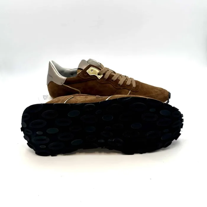 Sneakers Donna Philippe Model in camoscio Marrone con spoiler metallizzato cod. TKLD DM01, foto 5 di 5