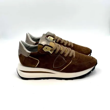 Sneakers Donna Philippe Model in camoscio Marrone con spoiler metallizzato cod. TKLD DM01