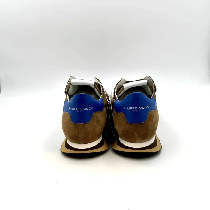 Sneakers Uomo Philippe Model Tropez Trpx in Nylon e camoscio Marrone e spoiler Blu cod. TZLU W122, foto 4 di 5
