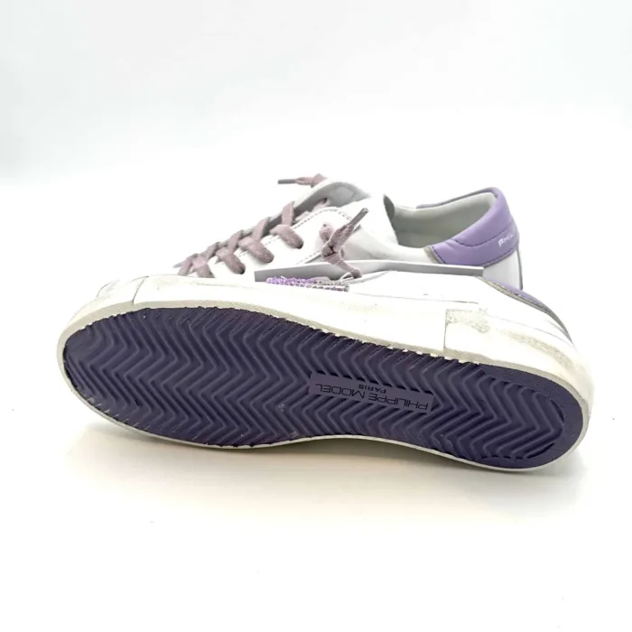 Sneakers Donna Philippe Model Paris Prsx  Bianca con spoiler violet cod. PRLD  VB36, foto 5 di 5