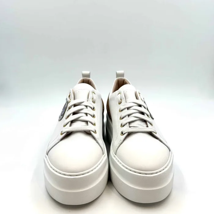 Sneakers Stokton in pelle Bianca con Smile gioiello 961-d  H. 6cm, foto 2 di 5