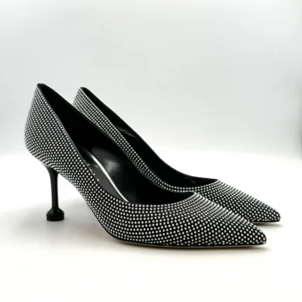 Decolletè Ninalilou in Pelle Nera con Borchie Tacco 7 cm art. 342526C7