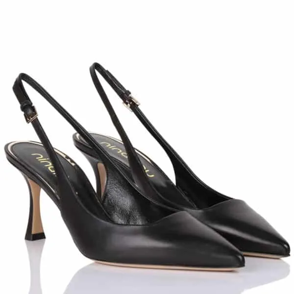 Slingback Ninalilou in nappa Nera e tacco 9 cm cod 331250M7, foto 2 di 4