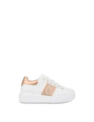 Sneaker Pollini in ecopelle Bianca con dettagli Rame cod. SA15034G0GXE210B