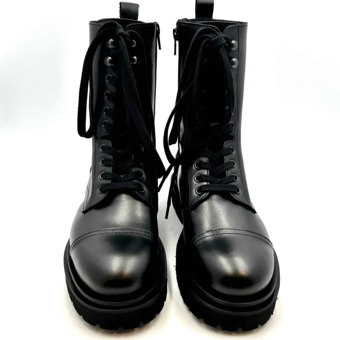 Stivaletto Anfibio Anna f in Pelle Nero con Fondo Gomma Commander art. 9544 Tacco 3,5 cm, foto 2 di 5