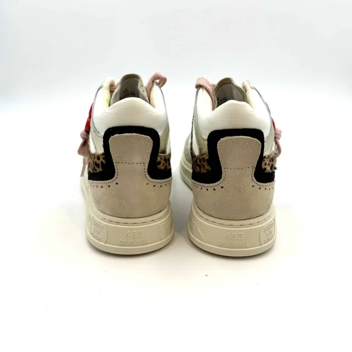 Sneakers Stivaletto Premiata Donna Pelle Bianca e Camoscio Beige art. MidQuinnd 6503, foto 4 di 6