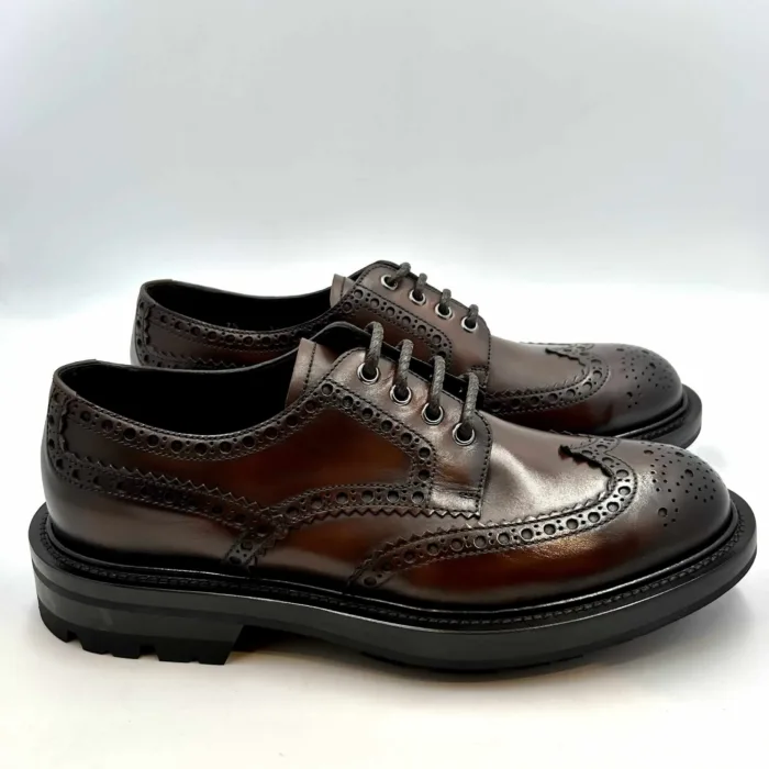 Francesina Uomo Barrett Derby In Pelle Testa Di Moro Fondo Gomma Commander cod. 222U042.23, foto 1 di 5