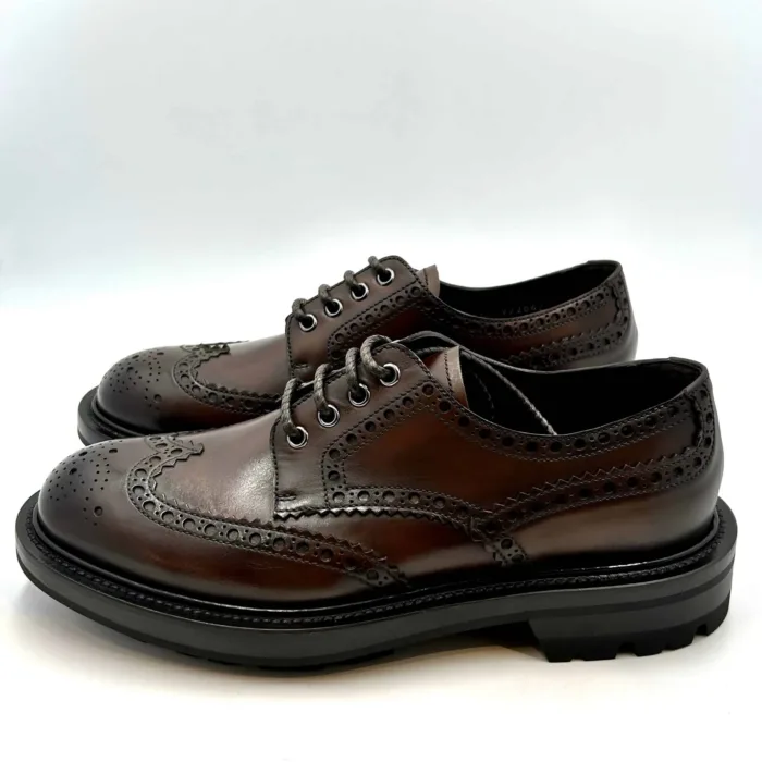 Francesina Uomo Barrett Derby In Pelle Testa Di Moro Fondo Gomma Commander cod. 222U042.23, foto 3 di 5