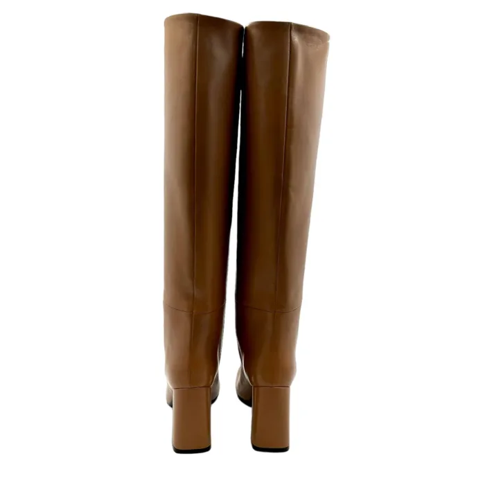 Stivale a tubo Anna f in Pelle Beige con Fondo Cuoio Antiscivolo Tacco 8cm art. 9794, foto 5 di 5