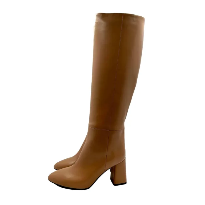 Stivale a tubo Anna f in Pelle Beige con Fondo Cuoio Antiscivolo Tacco 8cm art. 9794, foto 4 di 5