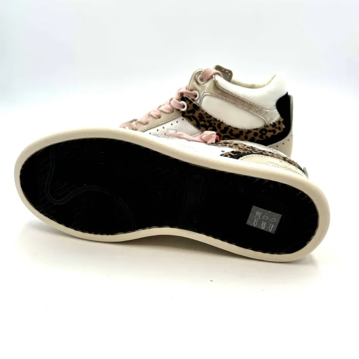 Sneakers Stivaletto Premiata Donna Pelle Bianca e Camoscio Beige art. MidQuinnd 6503, foto 3 di 6