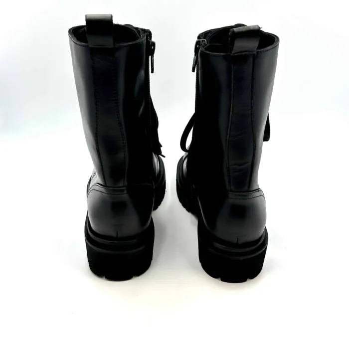 Stivaletto Anfibio Anna f in Pelle Nero con Fondo Gomma Commander art. 9544 Tacco 3,5 cm, foto 4 di 5