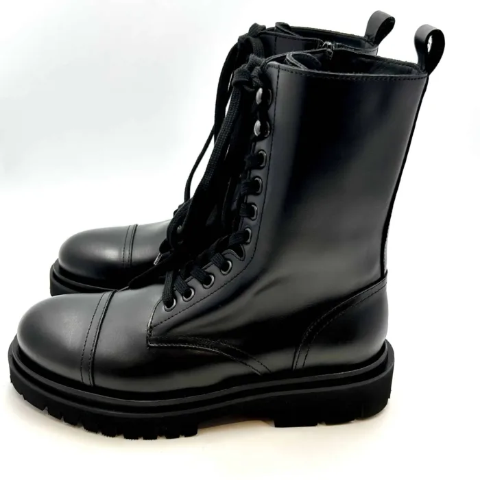 Stivaletto Anfibio Anna f in Pelle Nero con Fondo Gomma Commander art. 9544 Tacco 3,5 cm, foto 3 di 5