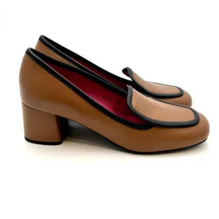 Mocassino Le Babe in nappa Cammello e perfilo Nero art. 1522W3.005