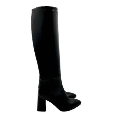 Stivale a tubo Anna f in Pelle Nera con Fondo Cuoio Antiscivolo Tacco 8cm art. 9794