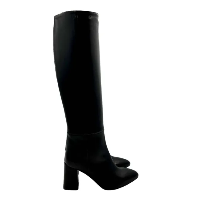 Stivale a tubo Anna f in Pelle Nera con Fondo Cuoio Antiscivolo Tacco 8cm art. 9794, foto 1 di 4
