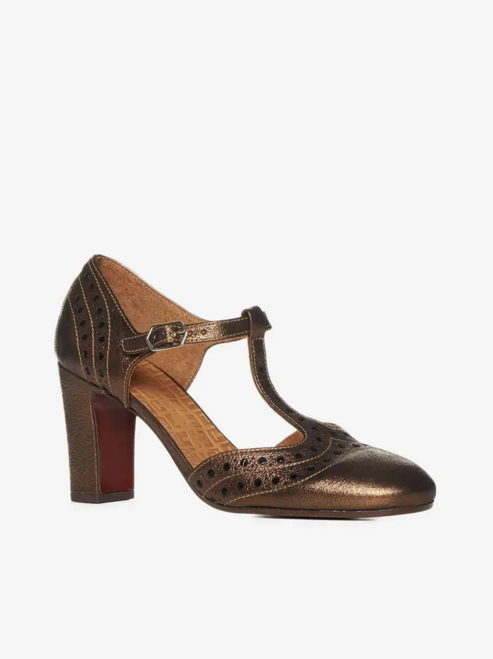 Decollettè Chie Mihara in nappa Bronzo, cinturino a T e tacco 8 cm art. WANTE, foto 1 di 3
