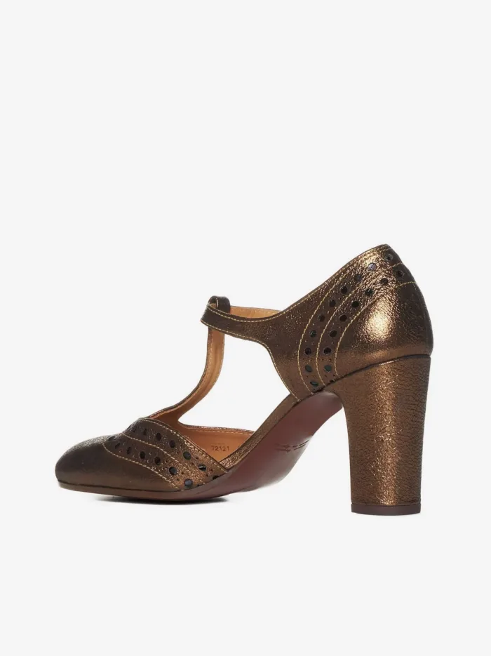 Decollettè Chie Mihara in nappa Bronzo, cinturino a T e tacco 8 cm art. WANTE, foto 2 di 3