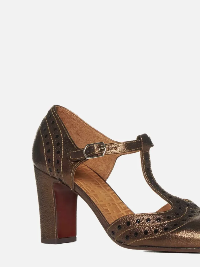Decollettè Chie Mihara in nappa Bronzo, cinturino a T e tacco 8 cm art. WANTE, foto 3 di 3