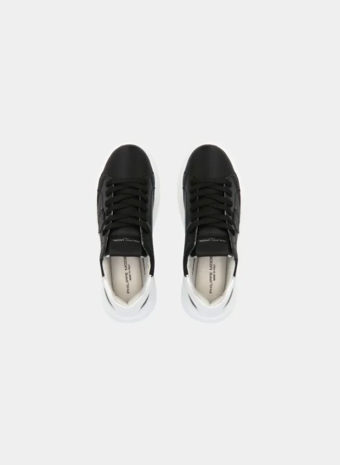 Sneakers Donna Philippe Model Temple Tres Nero Spoiler Bianco cod. BJLD V005, foto 4 di 6