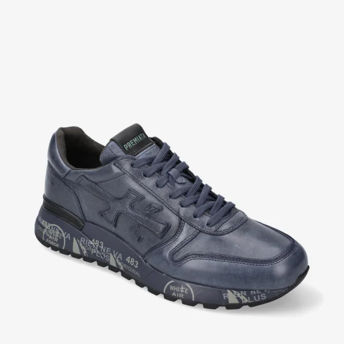 Sneakers Premiata Uomo Tutta in Pelle Blu art. MICK 1807n, foto 2 di 6