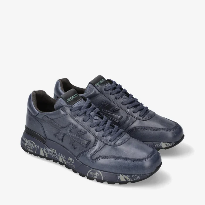 Sneakers Premiata Uomo Tutta in Pelle Blu art. MICK 1807n, foto 4 di 6