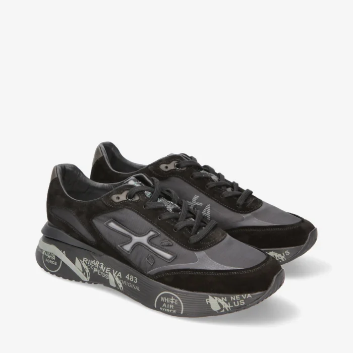 Sneakers Premiata Uomo in Camoscio e Nylon Nero art. Moerun 6445, foto 4 di 6