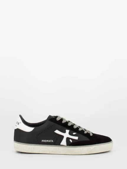 Sneakers Premiata Uomo in Camoscio e Pelle Nera art. Steven 5439