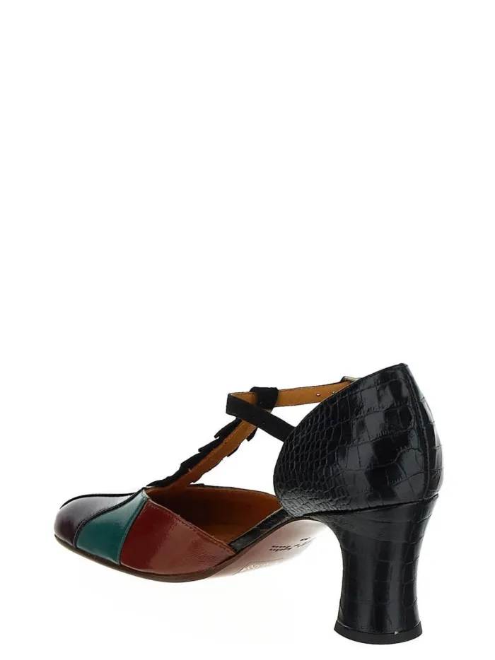 Decollettè Chie Mihara in nappa Nera design a pannelli, punta squadrata e tacco 7 cm art. PRITA, foto 2 di 3