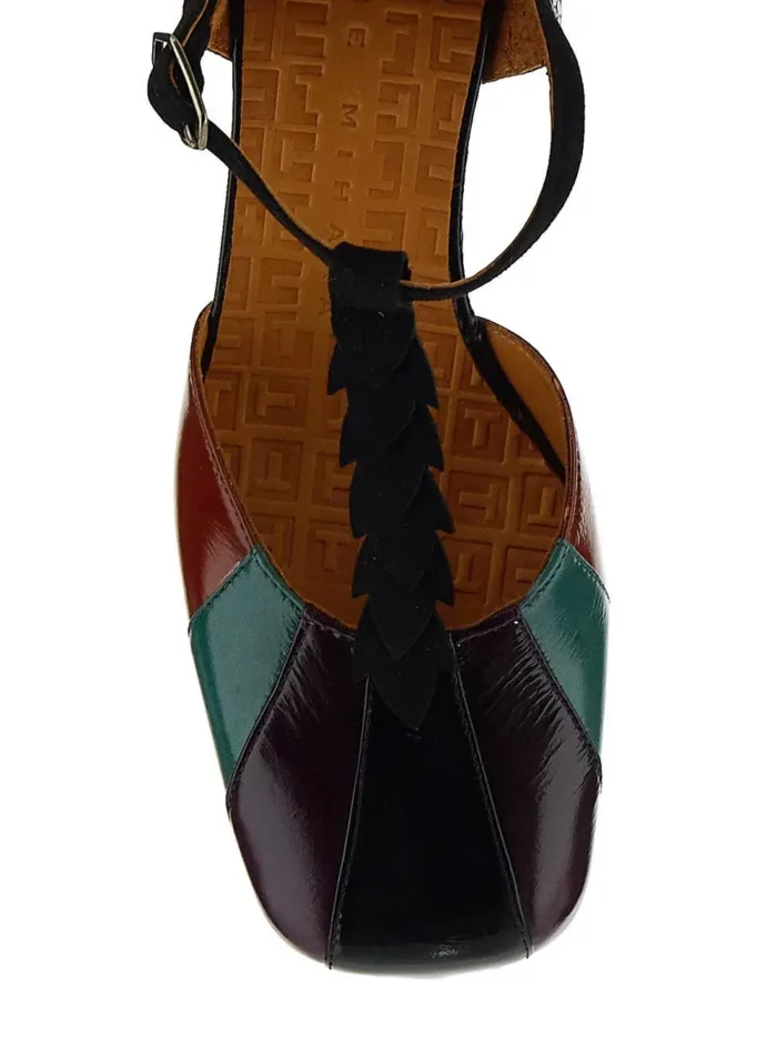 Decollettè Chie Mihara in nappa Nera design a pannelli, punta squadrata e tacco 7 cm art. PRITA, foto 3 di 3
