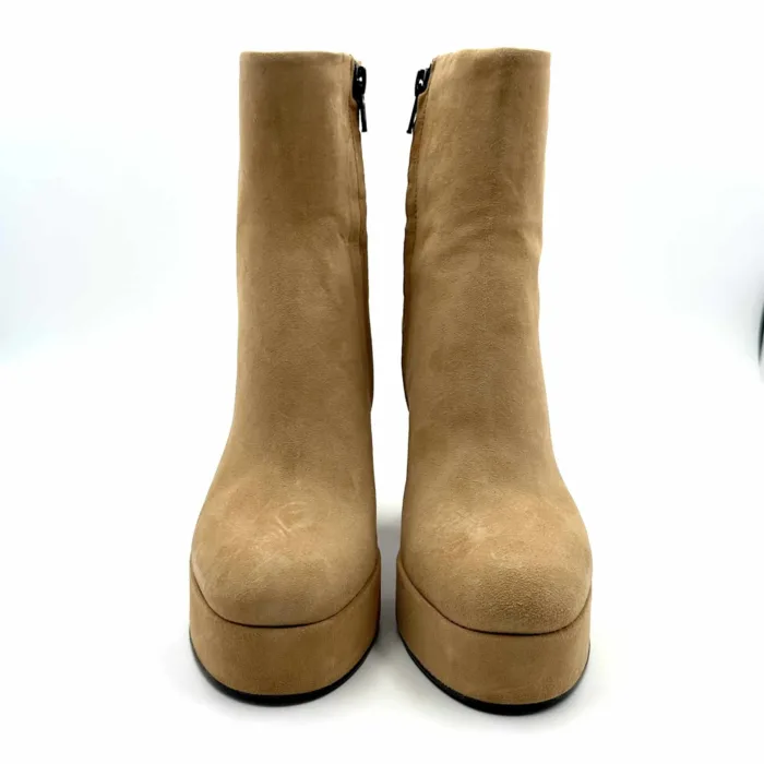 Tronchetto Bruno Premi in Camoscio Beige con tacco 10 cm e plateau 3cm art. BG2201X, foto 3 di 6