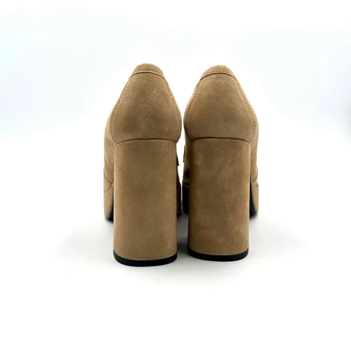 Mocassino Bruno Premi in Camoscio Beige con tacco 10 cm e plateau 3cm art. BG2101X, foto 4 di 5