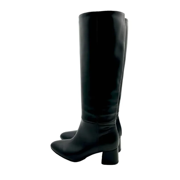 Stivale a tubo Anna f in Pelle Nera con Fondo Cuoio Antiscivolo Tacco 5cm art. 9788, foto 3 di 3