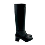 Stivale a tubo Anna f in Pelle Nera con Fondo Cuoio Antiscivolo Tacco 5cm art. 9788