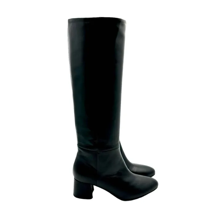 Stivale a tubo Anna f in Pelle Nera con Fondo Cuoio Antiscivolo Tacco 5cm art. 9788, foto 1 di 3