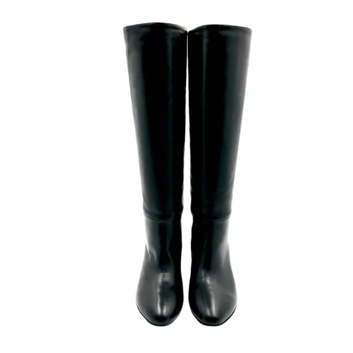 Stivale a tubo Anna f in Pelle Nera con Fondo Cuoio Antiscivolo Tacco 5cm art. 9788, foto 2 di 3