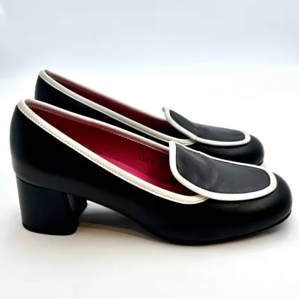 Mocassino Le Babe in nappa Nera e perfilo Bianco art. 1522W3.004