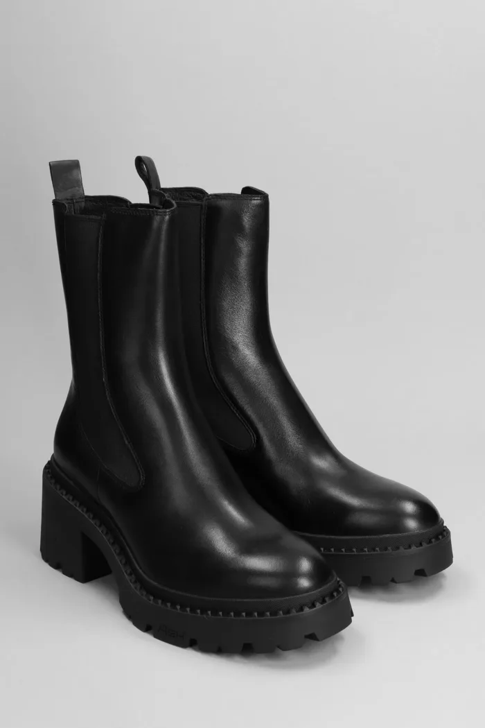 Stivaletto Beatles Ash in Pelle Nera Con Tacco 7,5 cm Art  Nico Stud, foto 2 di 4